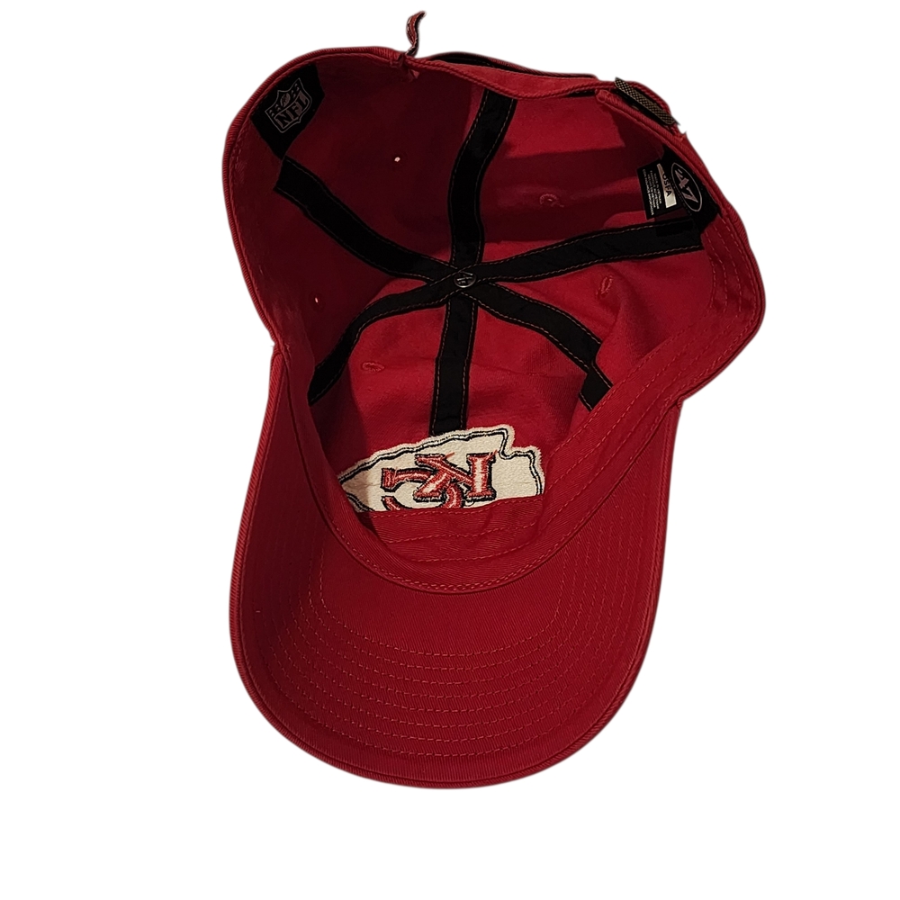 Red Kansas City Chiefs Logo Adjustable Cap, Red, '47 - Picture 5 of 7